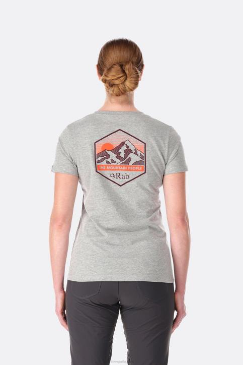 Mujer Rab Camiseta De Pico De Montaña De Postura Dt4b391 Gris Marga