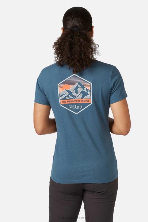 Mujer Rab Camiseta De Pico De Montaña De Postura Dt4b393 Azul Orión