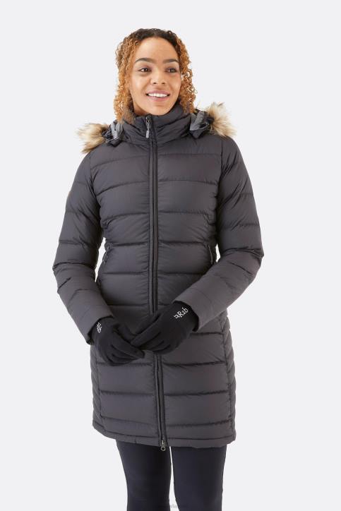 Mujer Rab Parka De Cobertura Profunda Dt4b2 Negro