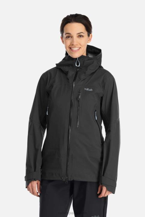 Mujer Rab Chaqueta Impermeable Cortafuegos Dt4b172 Negro