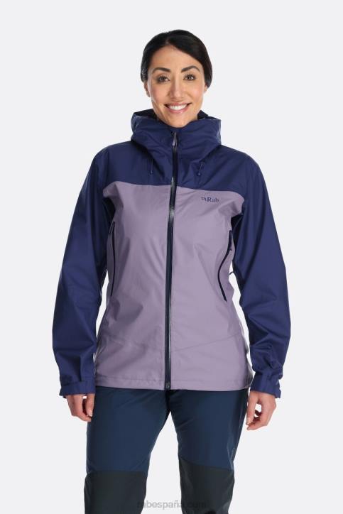 Mujer Rab Chaqueta Impermeable Eco Arco Dt4b198 Patriota Azul/morado Salvia