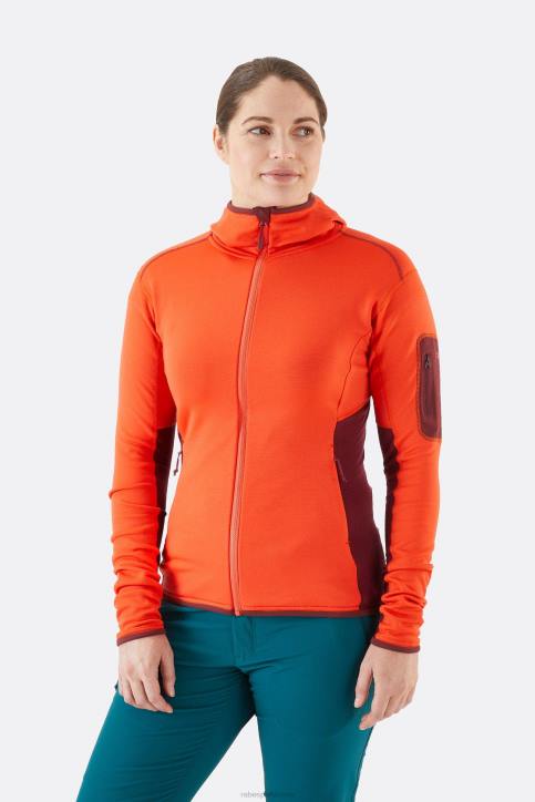 Mujer Rab Sudadera Con Capucha De Forro Polar Syncrino Dt4b375 Pomelo Rojo